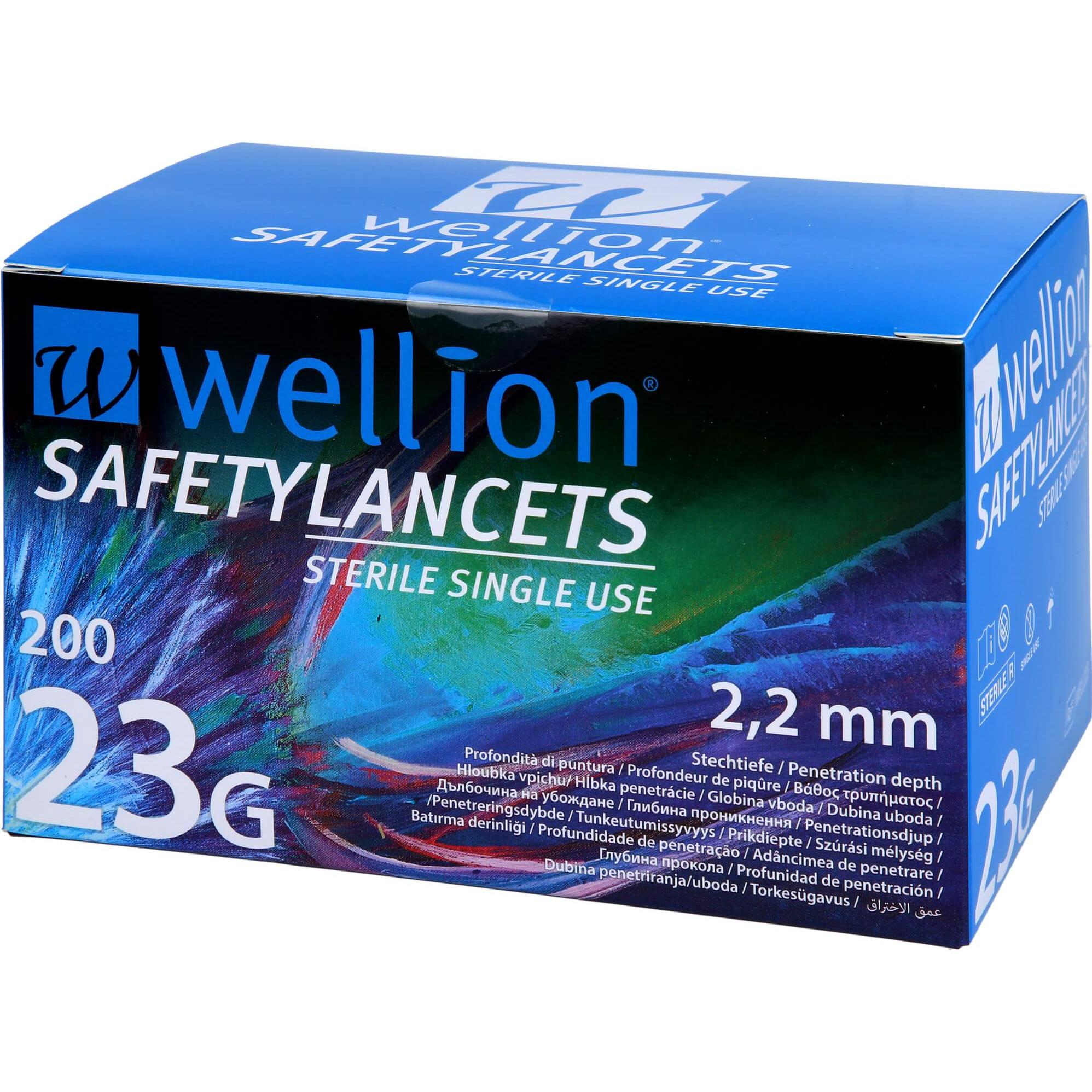 Wellion, Bluttest, Sicherheitslanzetten 23G (Safetylancets) 200 Lanzetten (Lanzette)
