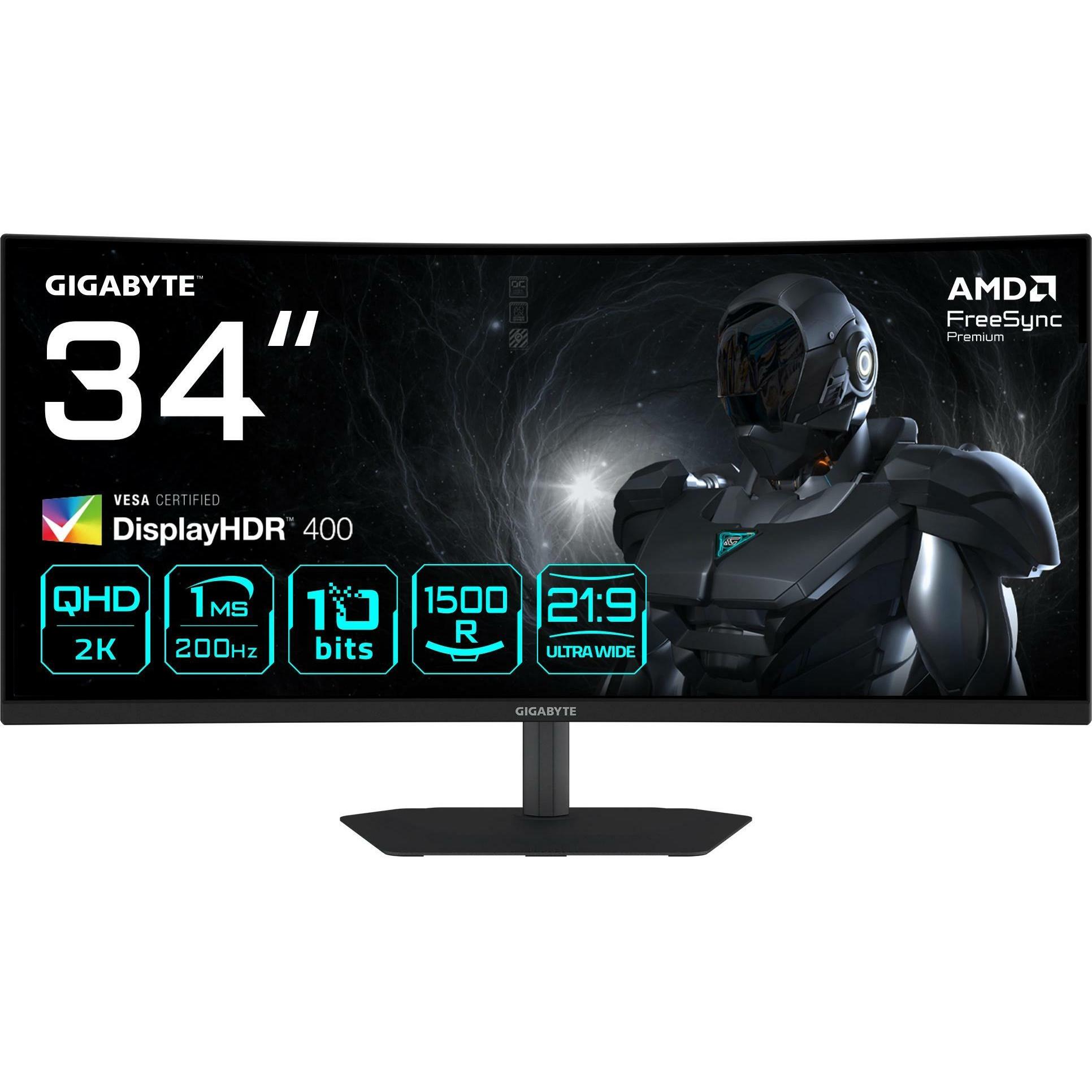Gigabyte G34WQC2 (3440 x 1440 Pixel, 34"), Monitor, Schwarz