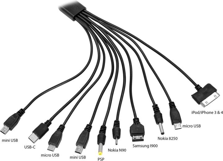 Produktbild JTI Multifunktionales 10-in-1-Ladekabel (0.95 m, USB 2.0)