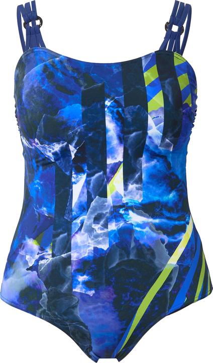 Actual product image Ulla Popken Blue Stroke One Piece Split Strap Swimsuit (60)