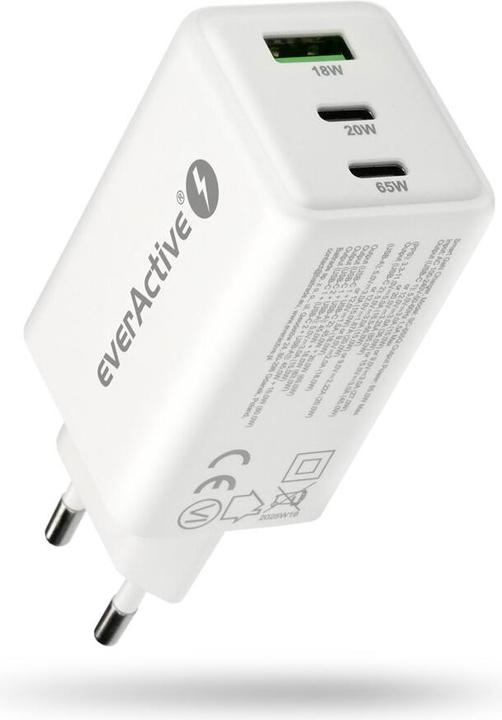 Everactive 65-W-Wandladegerät 1 x USB 2 x USB-C (65 W, 3 Ports)