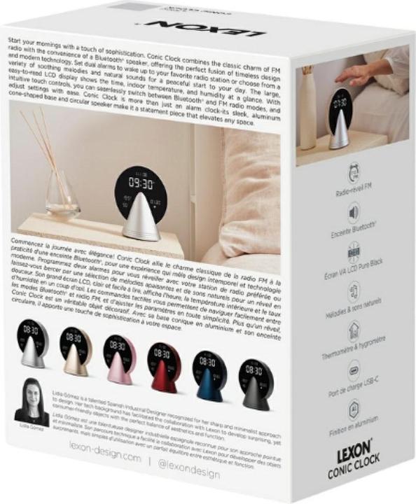 Productafbeelding Lexon Alarm clock Conic Clock aluminium