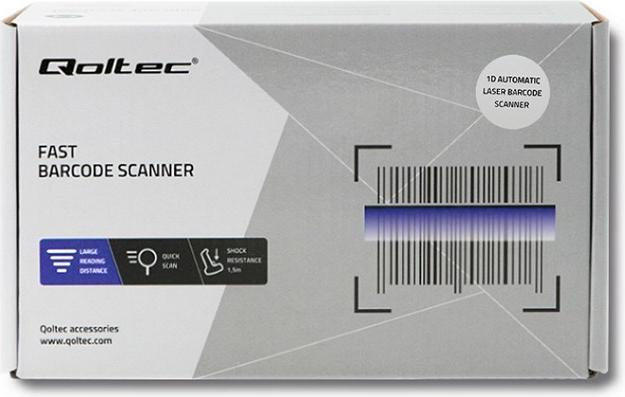 Produktbild Qoltec 50861 Wired Laser Barcode Scanner 1D (1D-Barcodes)