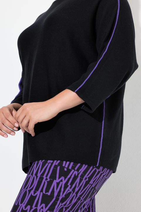 Image du produit Ulla Popken Pull encolure bateau, passepoils et manches 3/4 (54)