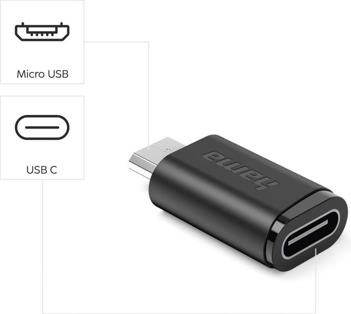 Produktbild Hama Adapter, USB-C-Buchse - Micro-USB-Stecker, 3 Stück, Schwarz (USB 2.0)
