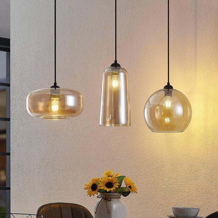 Produktbild Lucande Wilja 3 Pendelleuchte Amber (E27)