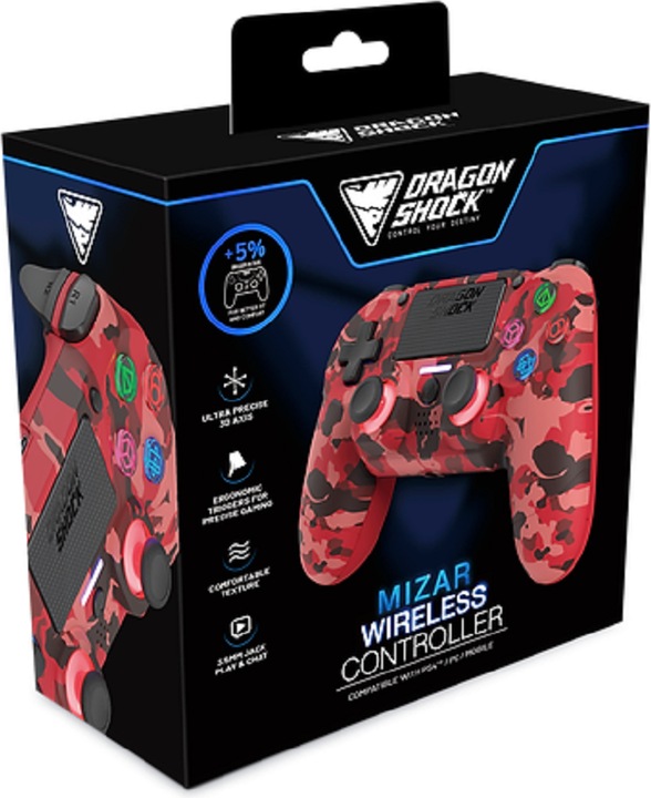 Image du produit DragonShock Controller Miraz Wireless rouge camo PS4 (PS4)