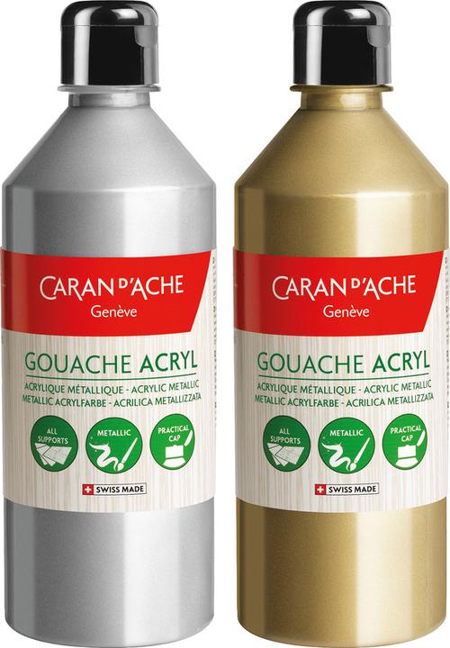 Image du produit Caran d'Ache Gouache Eco (Argent, Gris, Blanc, 500 ml)