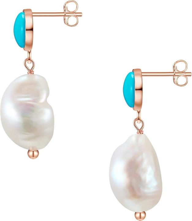 Actual product image Glanzstücke München Ladies Sterling Silver Turquoise (rec.) Freshwater Cultured Pearl Rose Gold - 28351 (Sterling Silver)