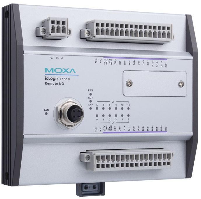 Actual product image Moxa ioLOGIK Ethernet I/O Server 2 E1510-M12-T 12xDI MODBUS/TCP