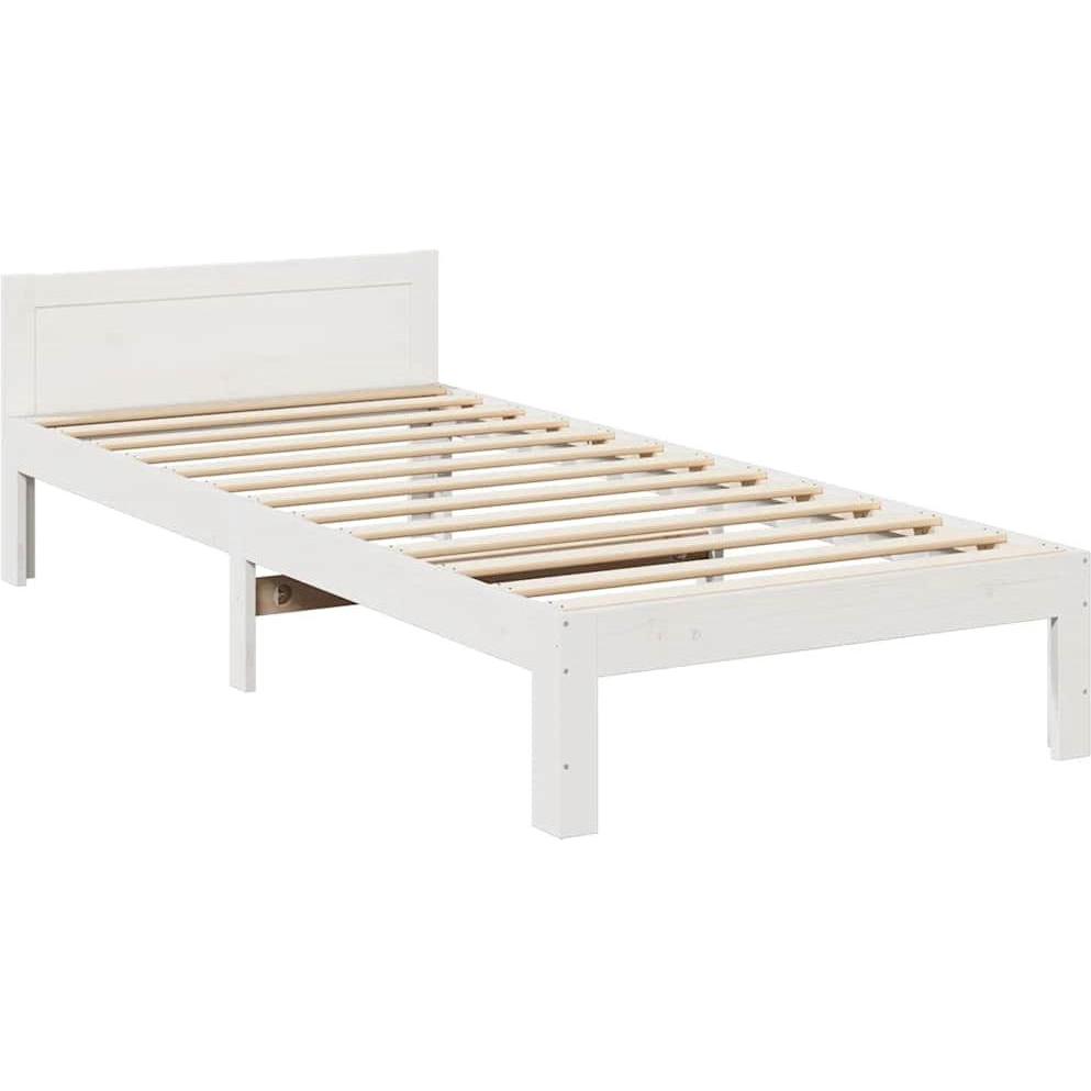 Thumbnail - VidaXL, Bett, Massivholzbett ohne Matratze Weiss 90x200 cm Kiefernholz Bettrahmen (90 x 200 cm)