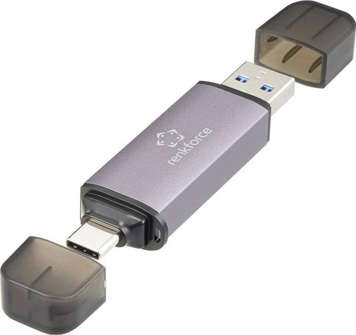 Produktbild Renkforce RF-CR-200 USB-Kartenleser Smartphone/Tablet USB-A (USB 3.1 Gen 1), US (USB 3.1 Gen 1, USB-C)