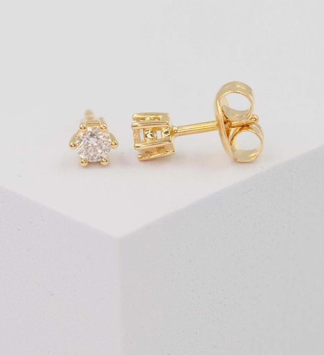 Actual product image Muau Stud earrings 6-handle setting (Yellow gold 750)