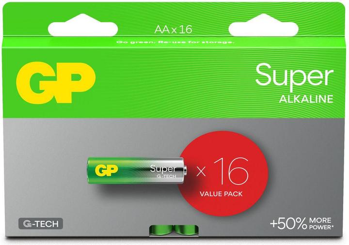 Actual product image GP Batteries GP Super Alkaline Battery, Size AA, LR6, 1.5V, 16-pack (16 pcs., AA)