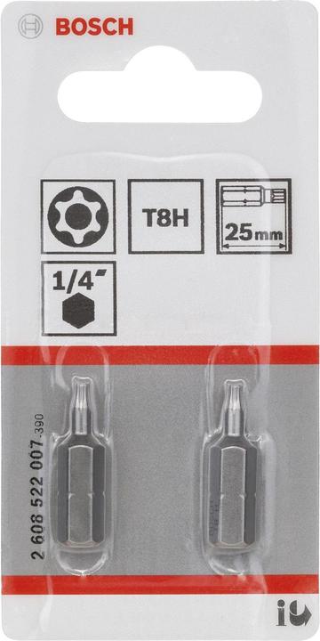 Image du produit Bosch Professional Zubehör T8H Embout de vissage Security Torx® extra-dur (Hexagonale (hexagonal), Six pans creux TX)
