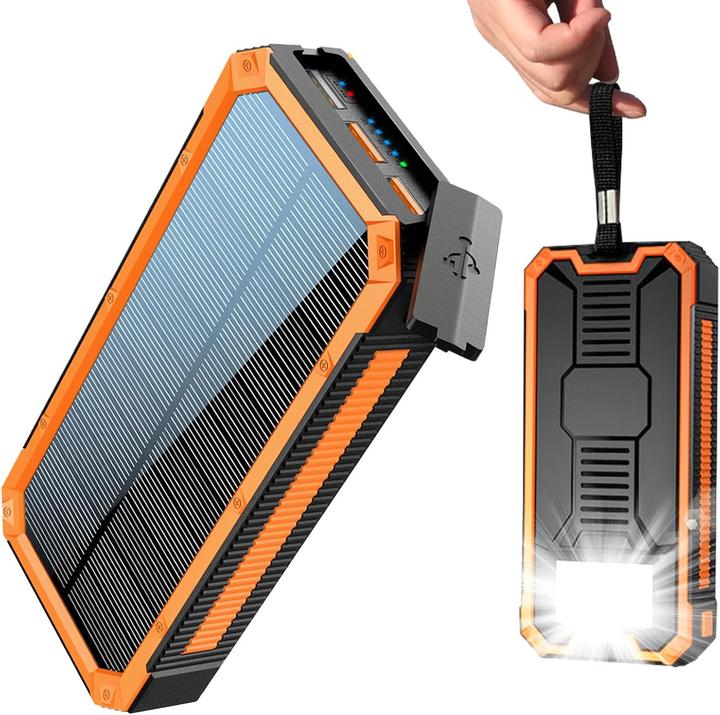 Paidashu Solar Powerbank 20.000 mAh, wasserdicht, USB C Ladegerät (20000 mAh)