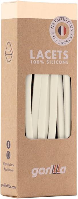 Immagine prodotto Gorilla Elastische Schnürsenkel Flexibel Ohne Binden Schmal Silikon Vanilla (110 cm)