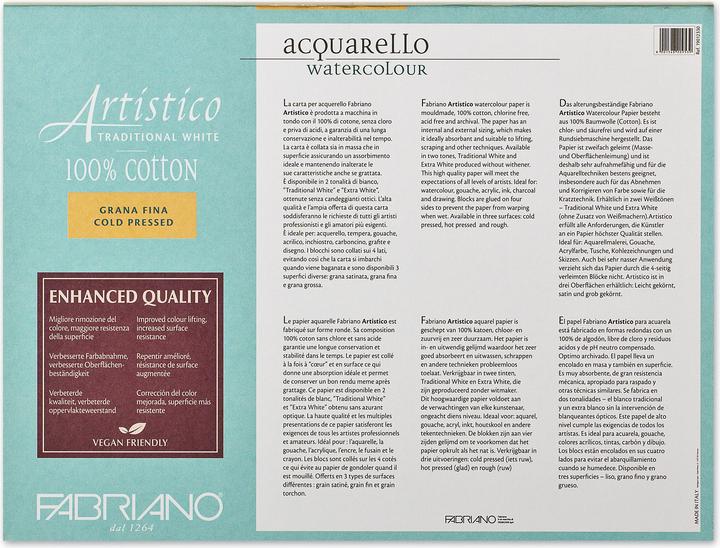 Actual product image Fabriano AQUARELLBLOCK ARTIST.FEINKORN 23x30 (23 x 30.5 cm)