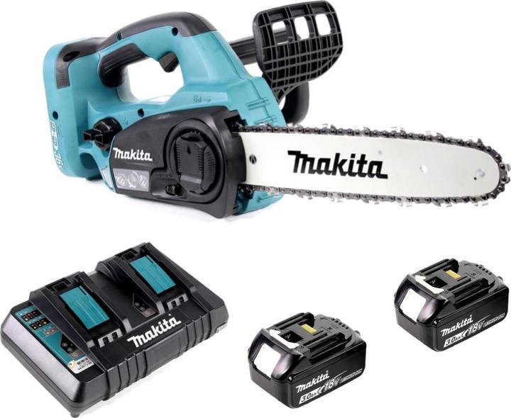 Produktbild Makita DUC 302 PF2 Akku Kettensäge 36V ( 2x18V ) 30 cm + 2x 3,0 Ah Akku + Doppelladegerät (Akku Kettensäge)