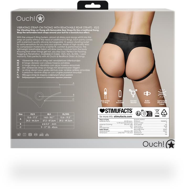 Produktbild Ouch! Vibrating Strap-on Thong with Removable Rear Straps - XS/S (S)