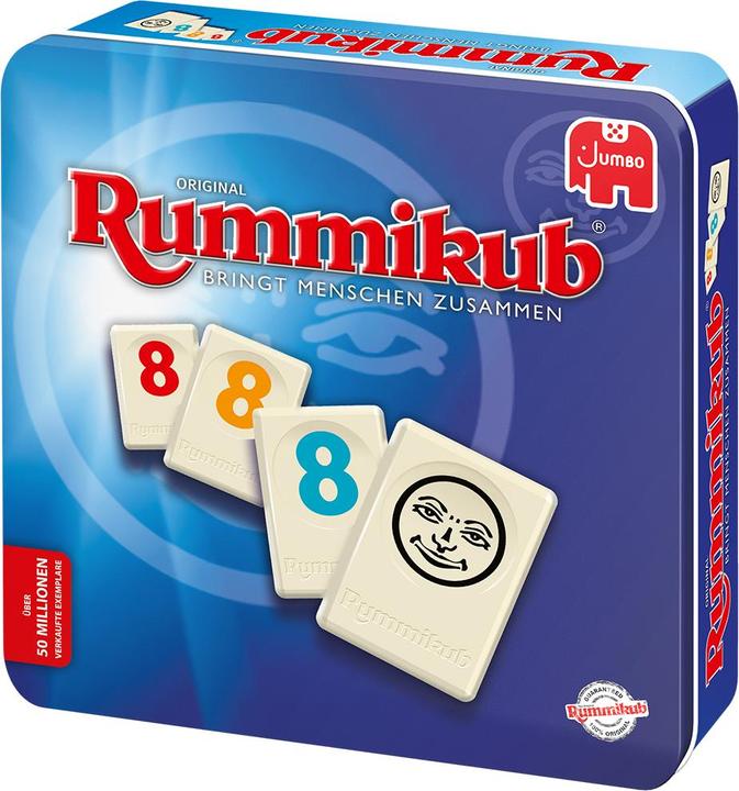 Immagine prodotto Jumbo Rummikub originale in scatola di metallo (Tedesco, 2 - 4 Giocatori)