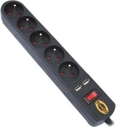 Actual product image Orvaldi Power strip ORV-5 anti-Surge 5 Lizzards 3 m black (AP5-3MU) (5 x, CEE 7/5, 3 m)