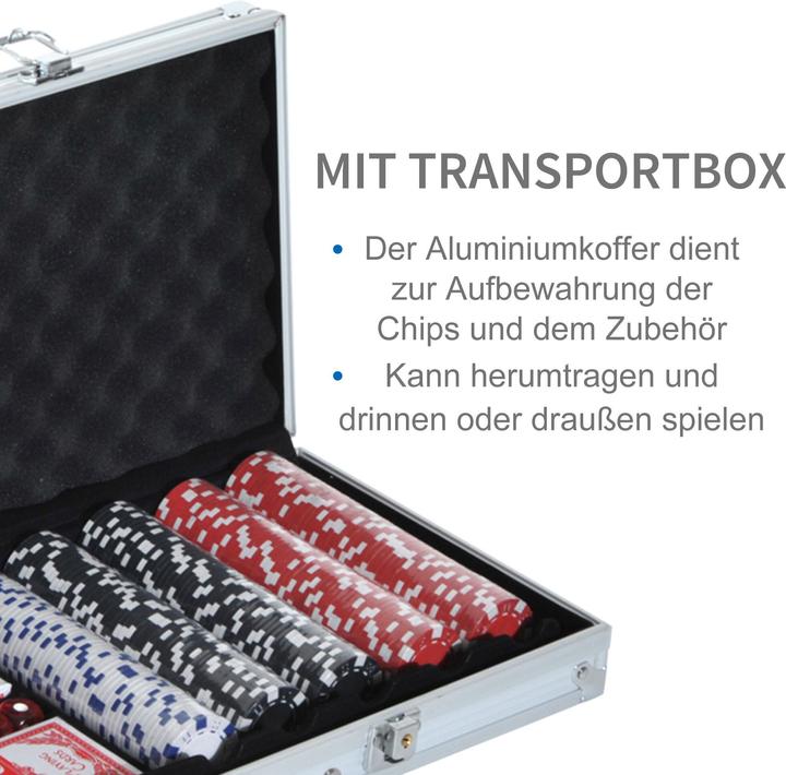 Image du produit Homcom Mallette de poker incluant un set de poker (Allemand, Français, Italien, Anglais)