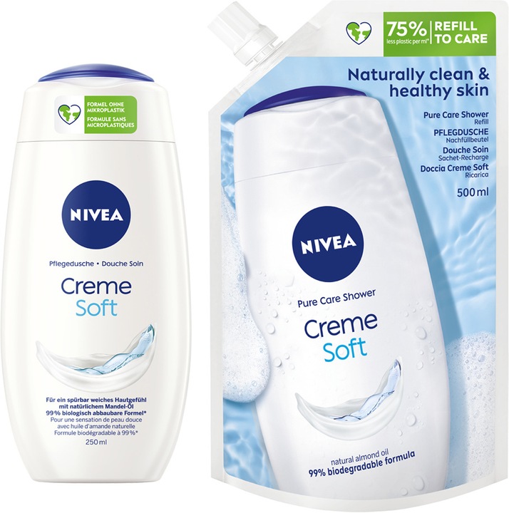 Actual product image NIVEA DUPLIKAT Care Shower Cream Soft Refill (500 ml)