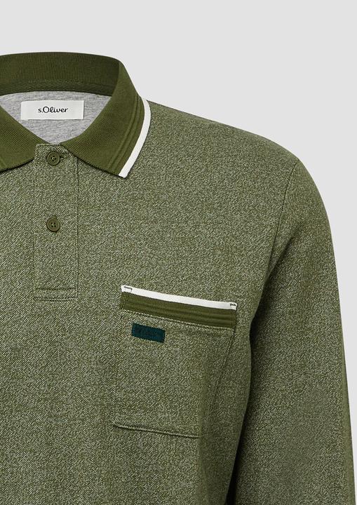 Produktbild s.Oliver Polo-Shirt Langarm-Polo mit Bündchen in Melange-Optik (L, M)