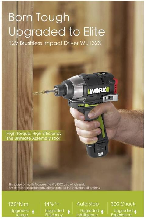 Produktbild Worx WU927 Akku-Schlagschrauber, Akku-Bohrschrauber 12 V 2 Ah, 4 Ah Li-Ion ink (Bohrschrauber, Schlagschrauber)