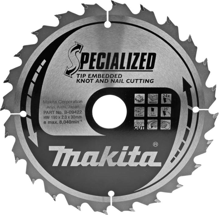 Makita Lame de scie circulaire SPECIALIZED avec dents renforcés 190/30