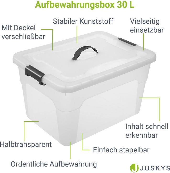 Immagine prodotto Juskys Set di scatole portaoggetti con coperchio (33 x 45 x 26 cm, 30 l)