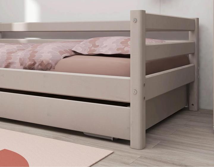 Immagine prodotto Flexa Classic Ausziehbett mit Rollrost 90x190 cm Grau lasiert (90 x 190 cm)