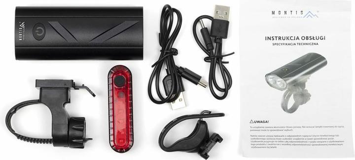 Actual product image Montiss Zestaw akumulatorowych lampek rowerowych LED MT107 (270 lm, 270 lm)
