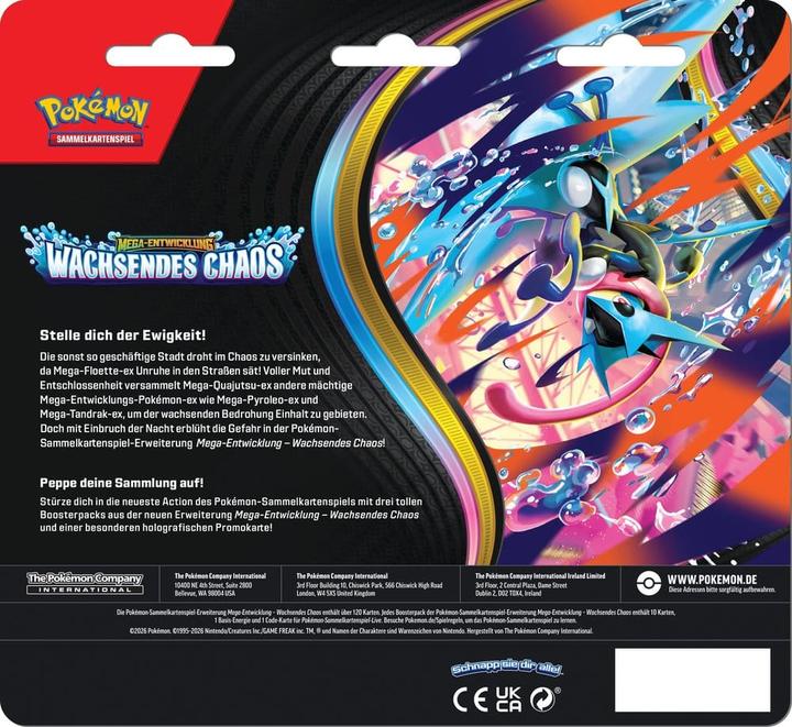 Produktbild Pokémon Pokemon TCG Drei-Boosterpack-Blister Mega-Entwicklung - Wachsendes Chaos *Deutsche Version* (Deutsch, Booster Pack)