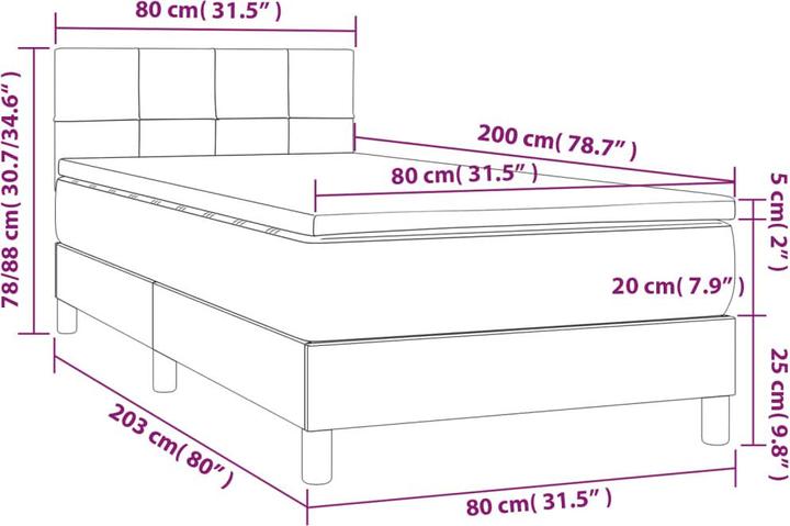 Image du produit vidaXL Boxspringbett (80 x 200 cm)
