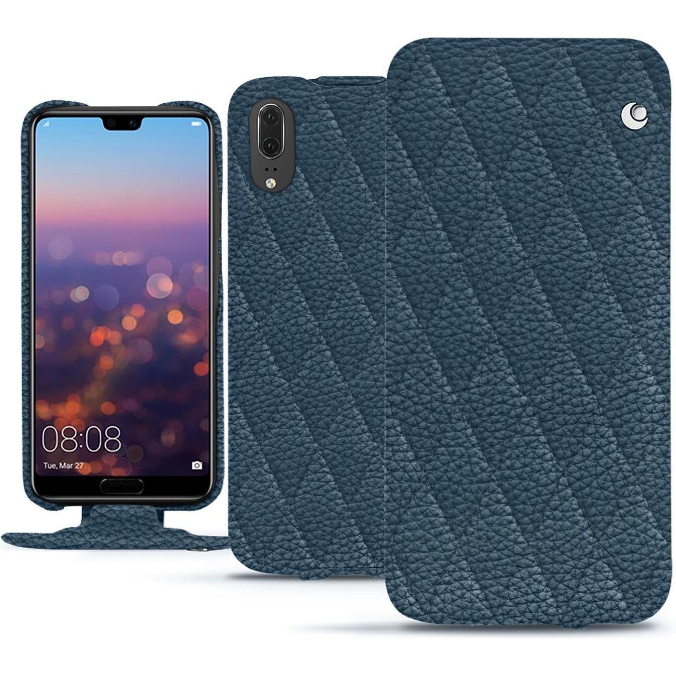 Noreve Lederschutzhülle vertikal (Huawei P20), Smartphone Hülle, Blau