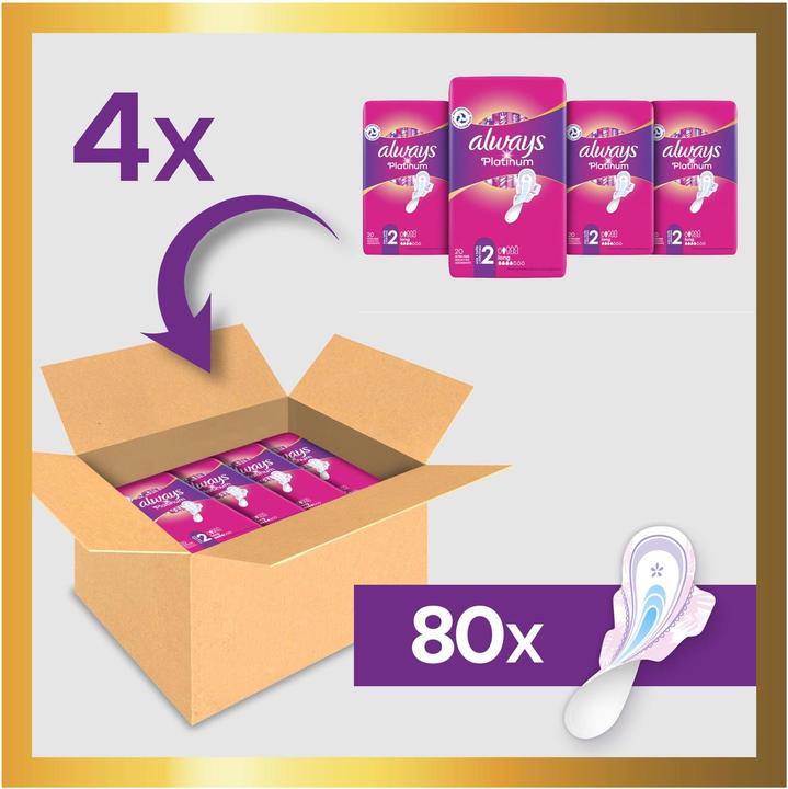 Produktbild Always Platinum mit Flügeln Long Plus Medium Flow Eco-Format einzeln verpackt (80x)