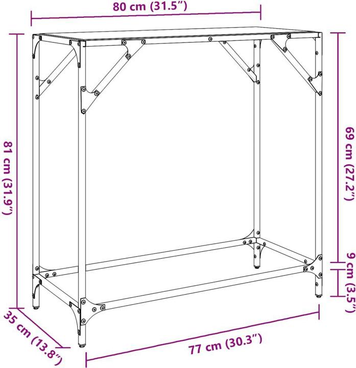 Image du produit vidaXL Konsolentisch (80 x 35 x 81 cm)