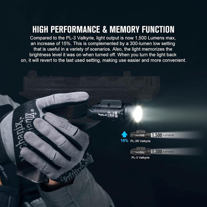 Actual product image Olight Tactical Flashlight, 1500 Lumen, Rechargeable, Two Lighting Modes, Rail Compatible (1500 lm)