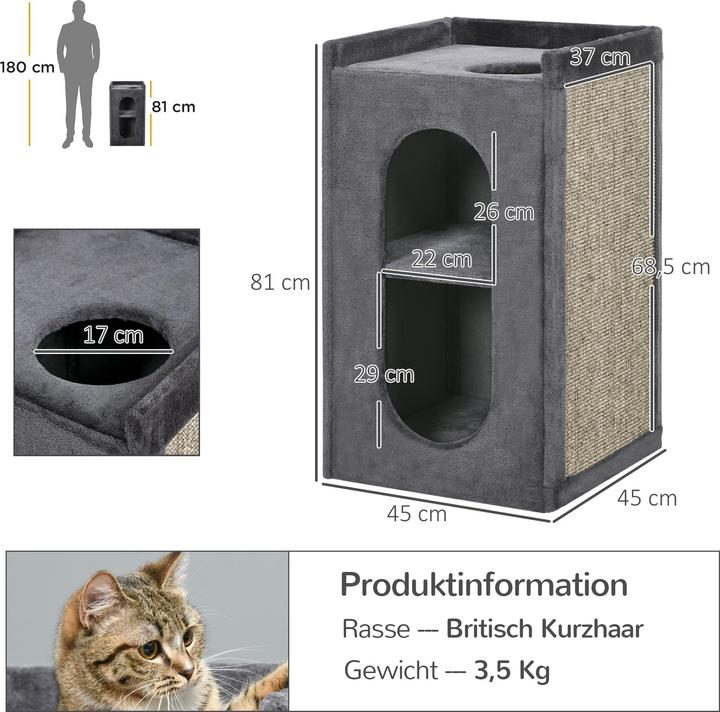 Actual product image PawHut Cat scratching post (81 cm, Grey)