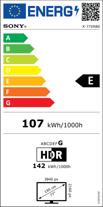 Energy Label Sony K-77XR80PAEP (77", Bravia 8, OLED, 4K, 2024)