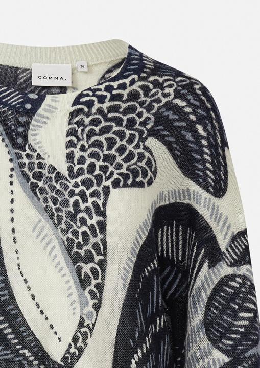 Produktbild Comma Strickpullover Wollmixpullover im Relaxed Fit mit All-over-Artwork (36)