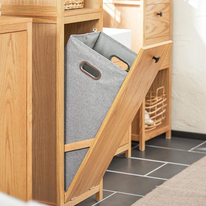 Produktbild SoBuy Badschrank schmal mit Wäschesack