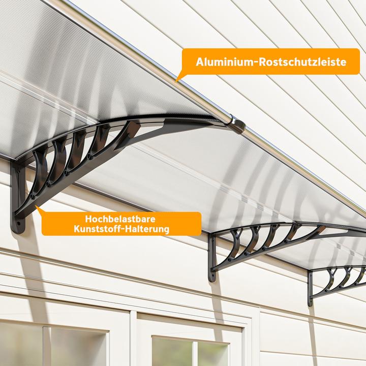 Image du produit Outsunny Vordach Polycarbonat, Aluminium Weiss