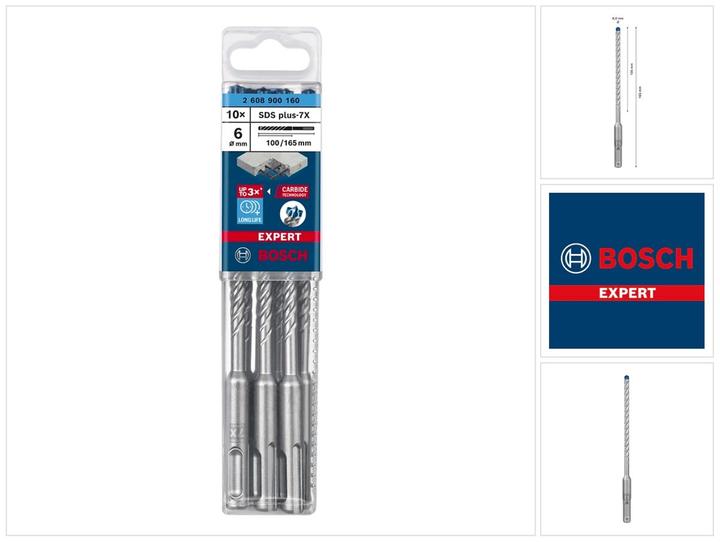 Image du produit Bosch Professional Zubehör Forets marteau EXPERT SDS plus-7X, 6 x 100 x 165 mm, 10 pcs. (6.00 millimètres)