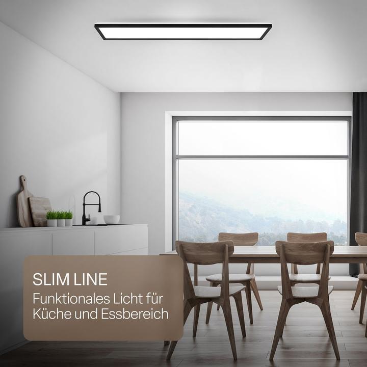 Actual product image B.K.Licht SHALLOW ultraflaches LED Panel, 4000K, IP44, schwarz, 980x200 (4800 lm)