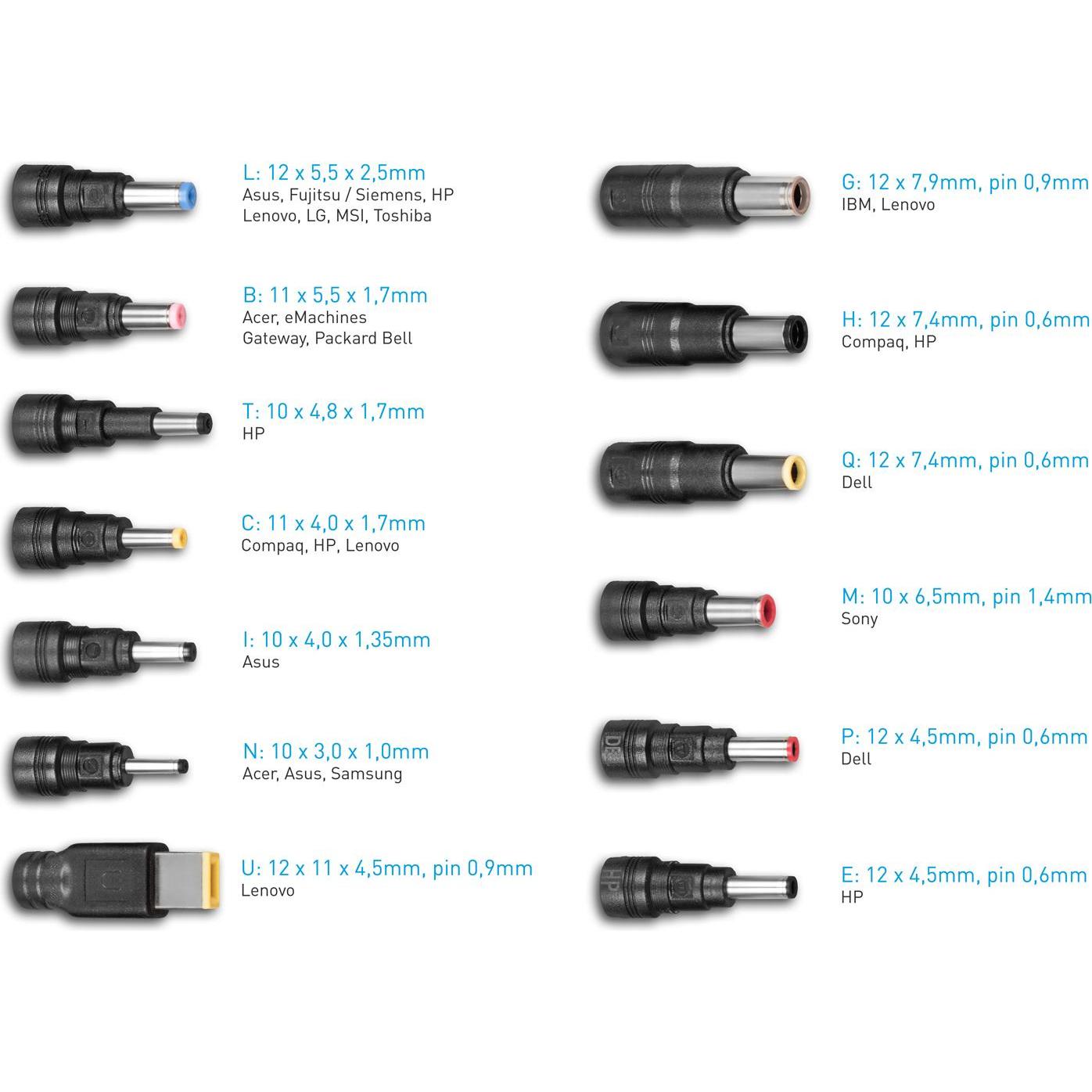 Thumbnail - Avacom QuickTIP-CAR - univerzÃ¡lnÃ­ autoadaptÃr pro notebooky + 13 konektorÅ¯ (65 W), Notebook Netzteil, Schwarz