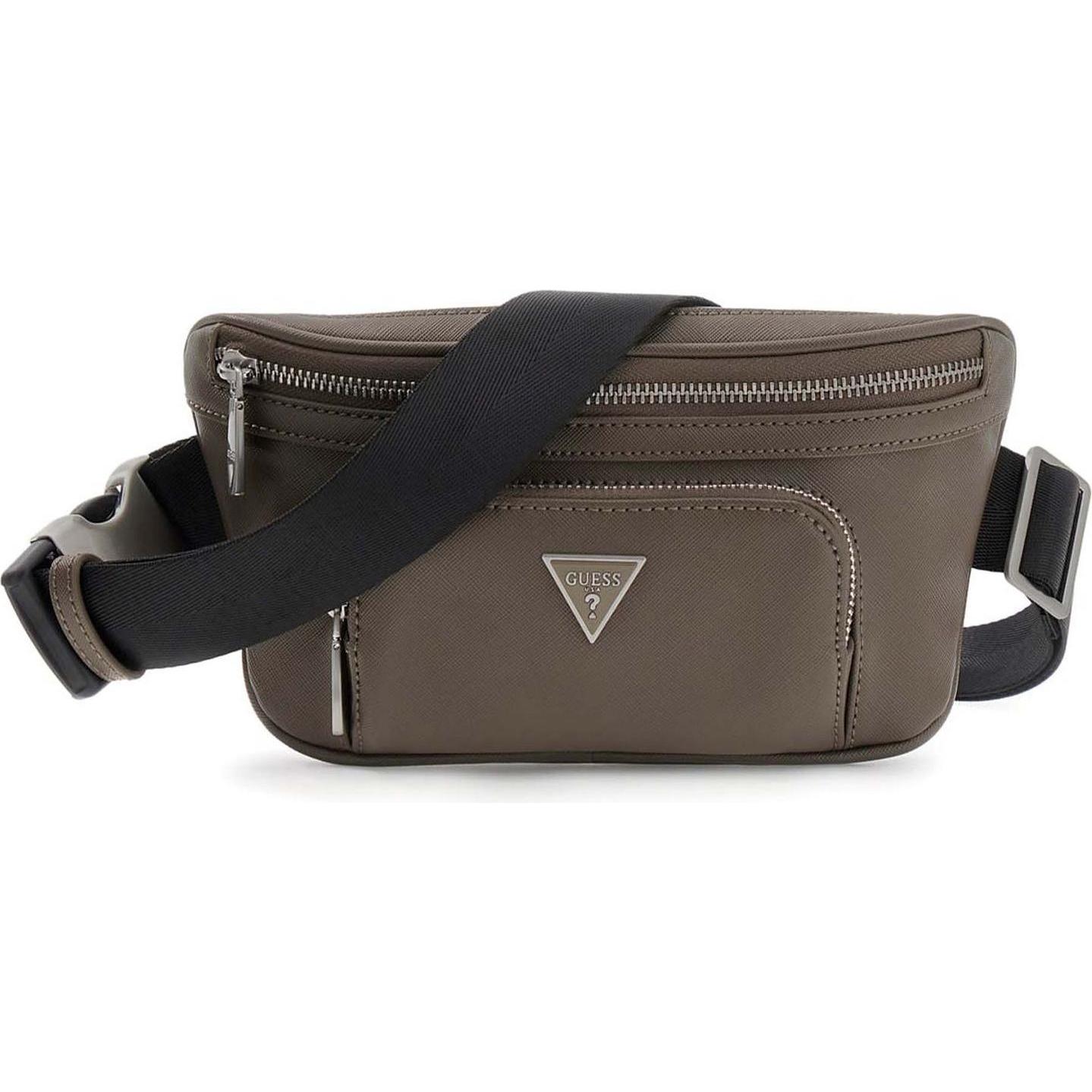 Guess, Herren, Bauchtasche, Certosa Saffiano Eco Compact Bum Bag, Braun