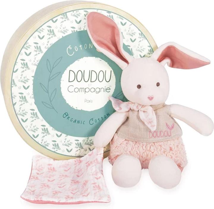 Doudou et Compagnie Lapin bio avec doudou,rose 22cm